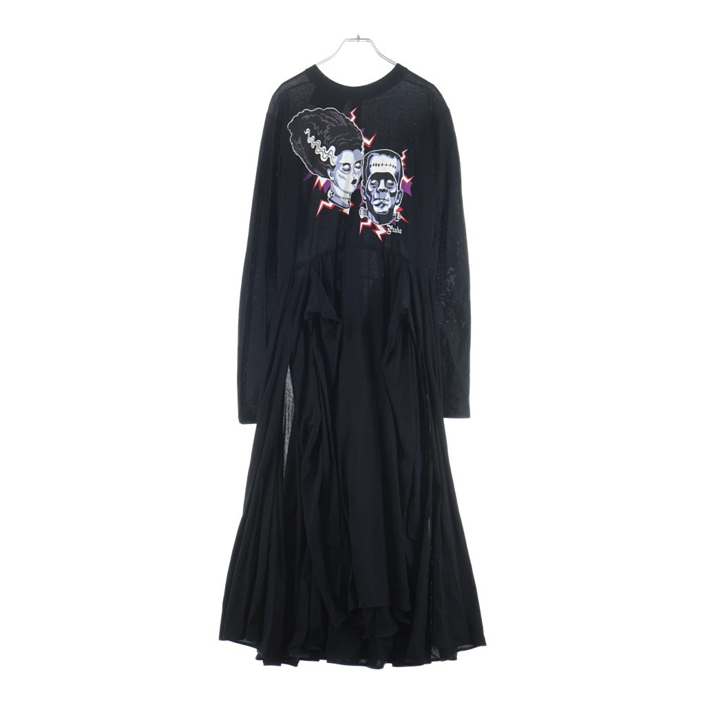 PRADA(プラダ) 19AW ×UNIVERSAL STUDIOS Frankenstein dress フランケンシュタイン ドレス 長袖 ロングワンピース ブラック 34598 レディース