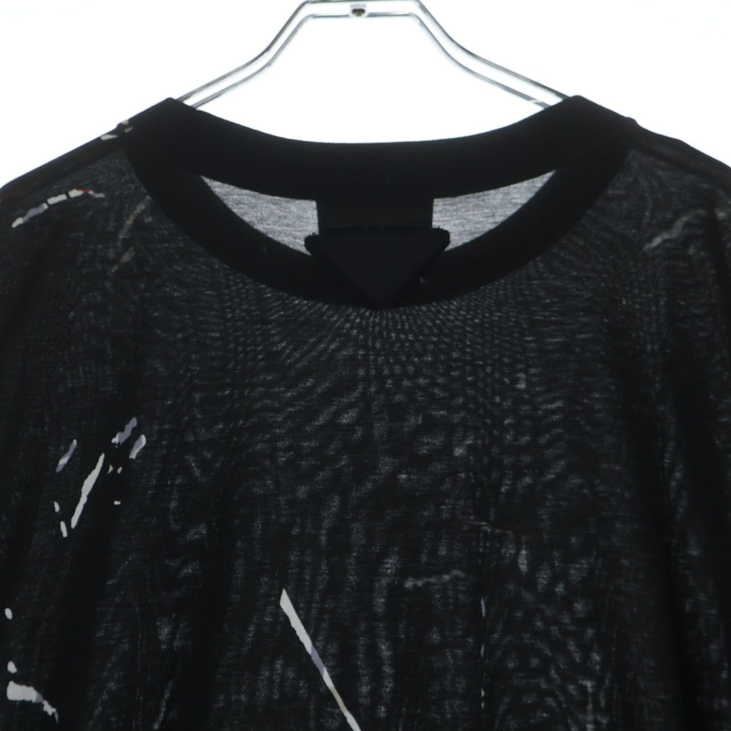 PRADA(プラダ) リップスティック プリントドッキング長袖ワンピース ドレス ブラック/ホワイト/レッド 34574 S182 1SFV レディース