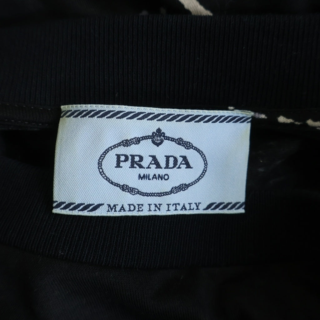 PRADA(プラダ) リップスティック プリントドッキング長袖ワンピース ドレス ブラック/ホワイト/レッド 34574 S182 1SFV レディース