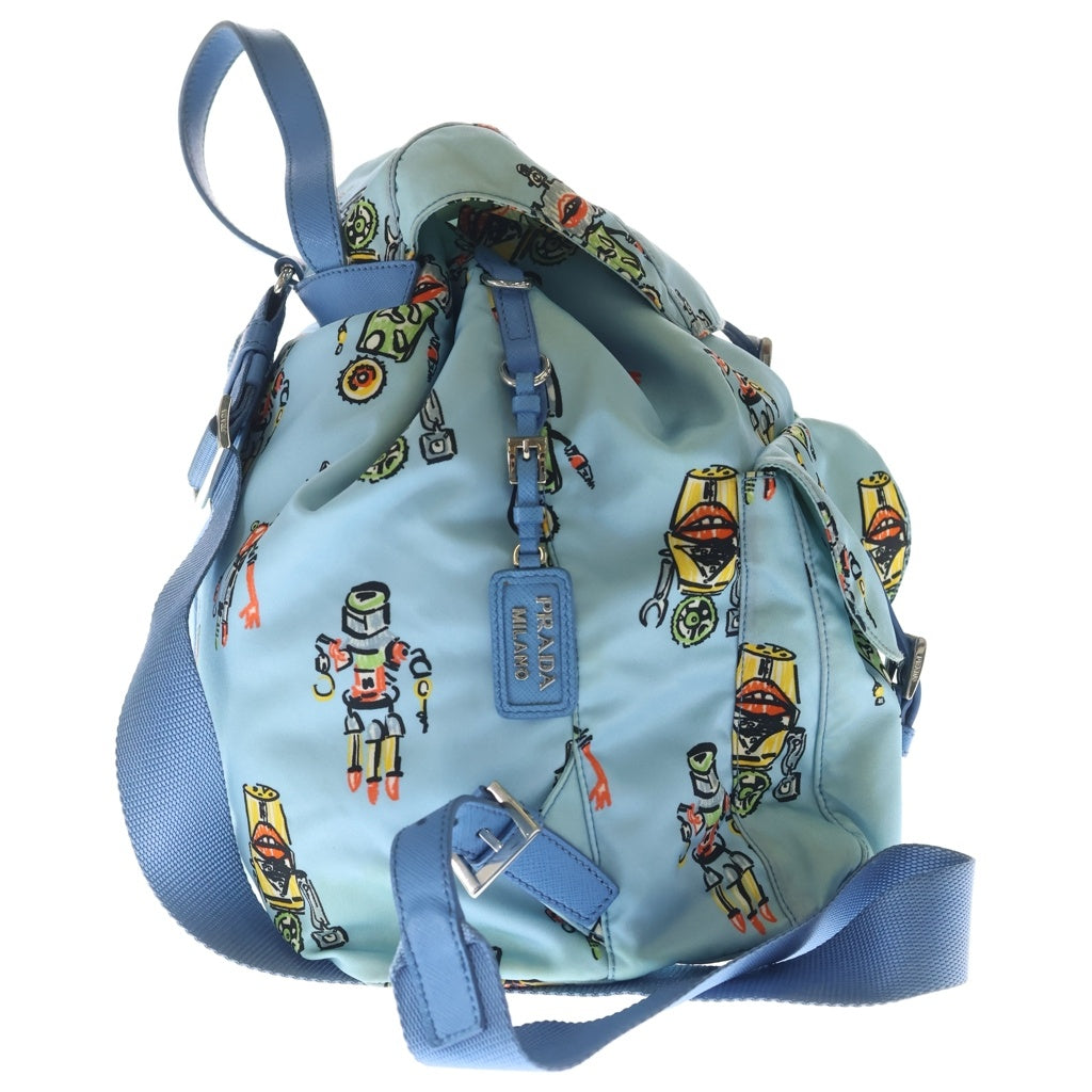 PRADA(プラダ) トライアングルロゴ ロボット ナイロン バックパック リュックサック ブルー レディース