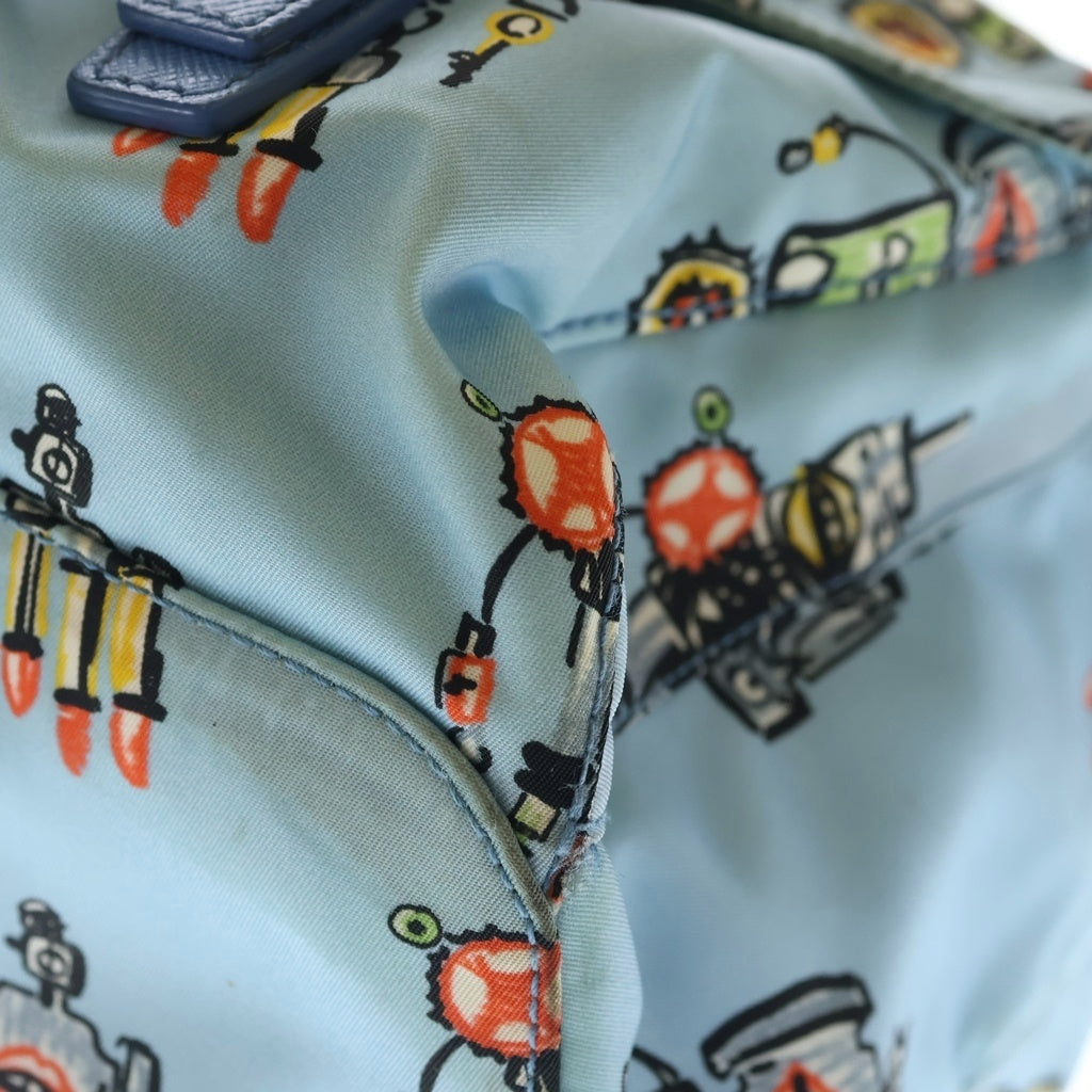 PRADA(プラダ) トライアングルロゴ ロボット ナイロン バックパック リュックサック ブルー レディース