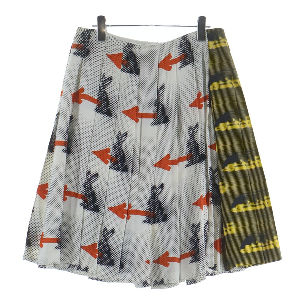 PRADA(プラダ) Sable Rabbit Skirt ラビット ミディアムスカート ビスコース レーヨン プリーツ マルチカラー ホワイト P177G レディース