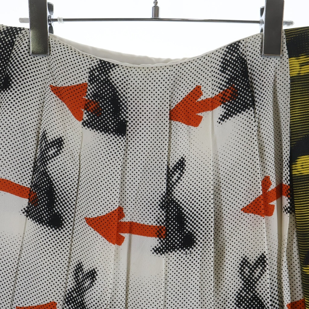 PRADA(プラダ) Sable Rabbit Skirt ラビット ミディアムスカート ビスコース レーヨン プリーツ マルチカラー ホワイト P177G レディース