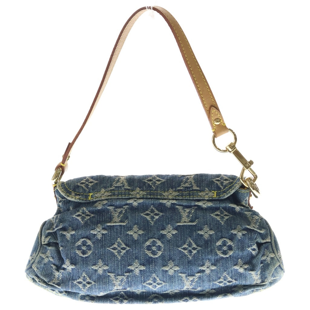 LOUIS VUITTON(ルイヴィトン) モノグラム デニム ミニプリーティ ハンドバッグ インディゴブルー×ブラウン レザー M95050 ゴールド金具 レディース