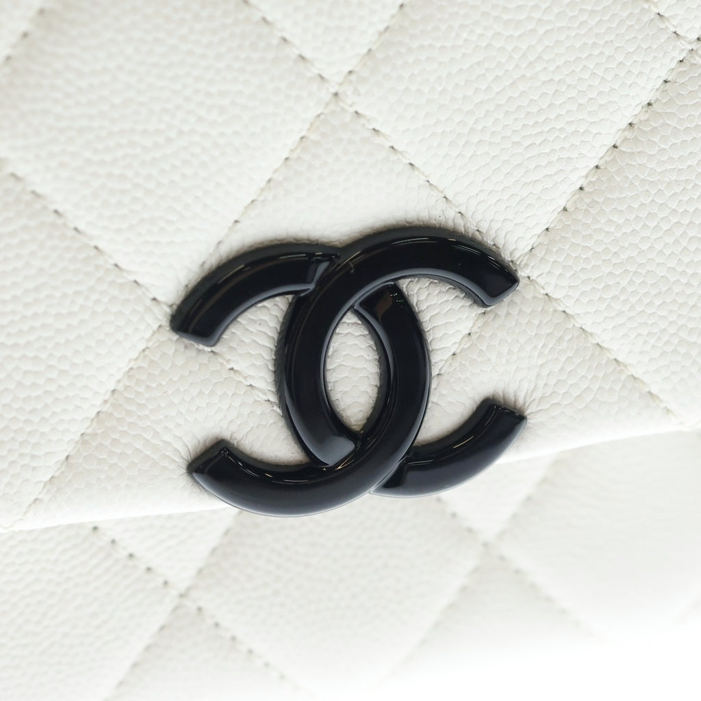 CHANEL(シャネル) ココマーク スモールフラップショルダーバッグ チェーンバッグ ホワイト キャビアスキン AS2302 ブラック金具 レディース