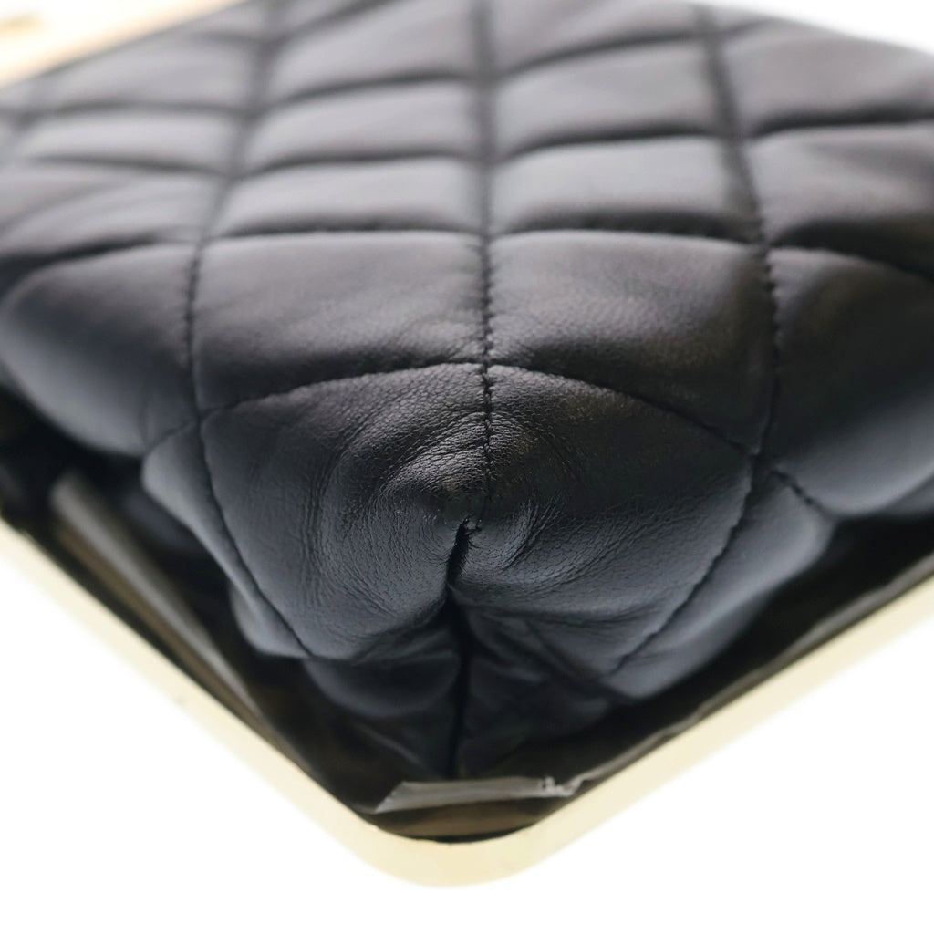CHANEL(シャネル) マトラッセ チェーンクラッチ ショルダーバッグ ミニバッグ ブラック ラムスキン AP2496 ゴールド金具 レディース
