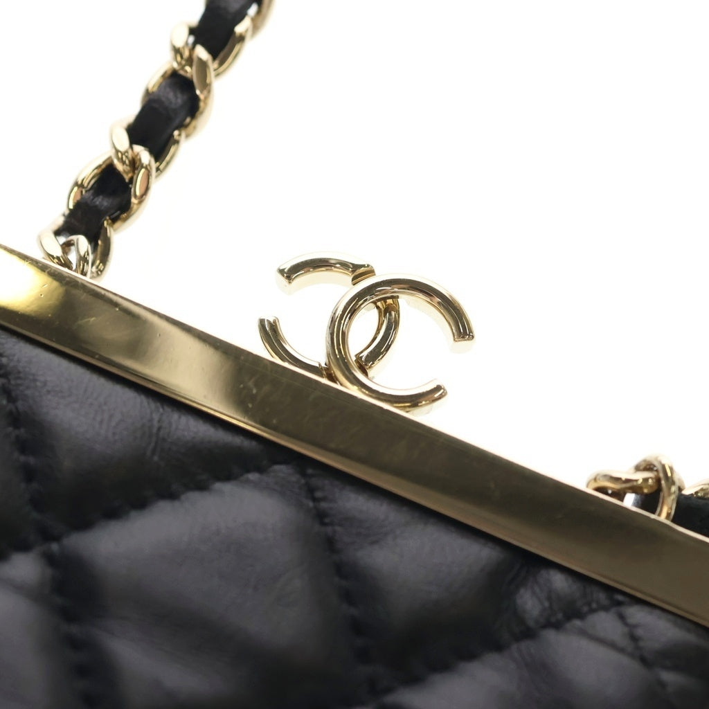 CHANEL(シャネル) マトラッセ チェーンクラッチ ショルダーバッグ ミニバッグ ブラック ラムスキン AP2496 ゴールド金具 レディース