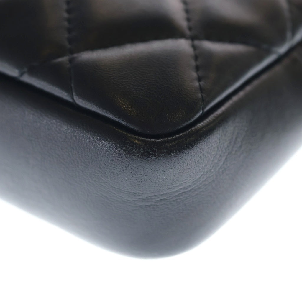 CHANEL(シャネル) マトラッセ ラムスキン レザー ショルダー ウエスト ミニ バッグ ブラック ゴールド金具 29番台 AP1192 レディース