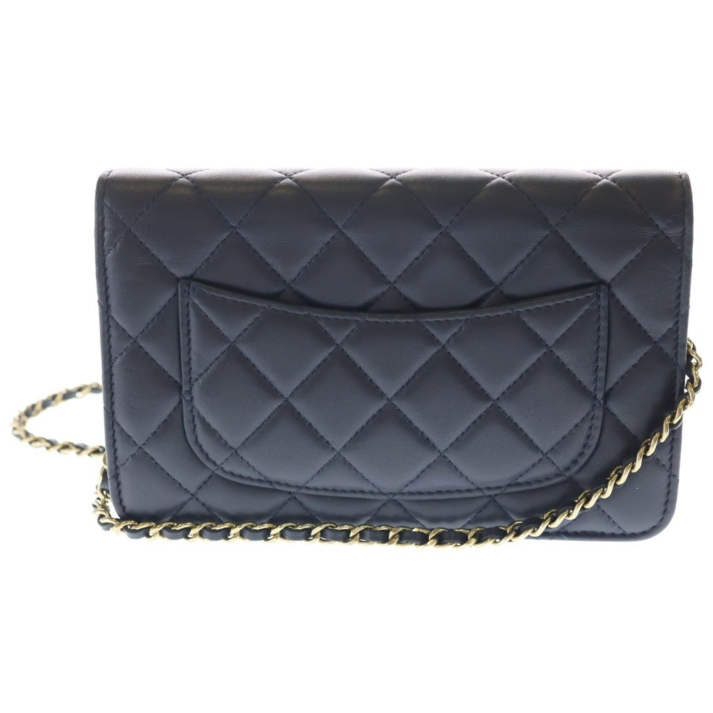 CHANEL(シャネル) マトラッセ チェーンウォレット ショルダーバッグ ネイビー ラムスキン AP0250 ゴールド金具 レディース