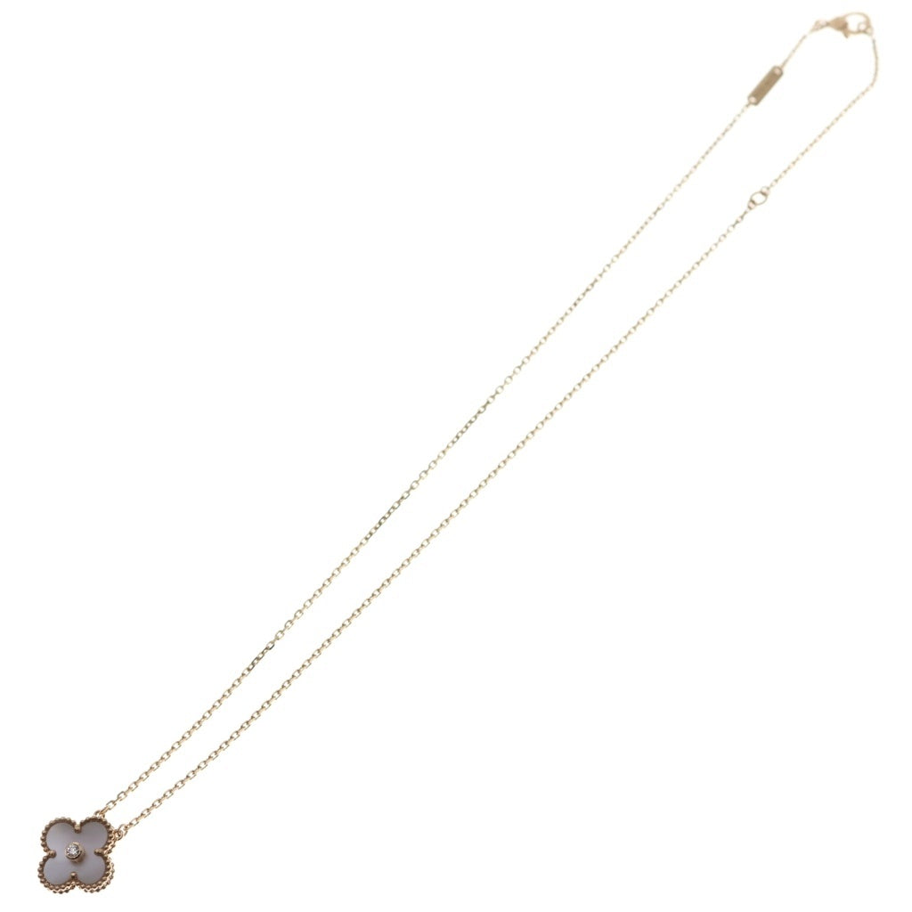 Van Cleef & Arpels(ヴァンクリーフアンドアーペル) ヴィンテージアルハンブラ ピンクマザーオブパール 1Pダイヤ 2025年ホリデー限定 Au750 K18PG ネックレス VCARPMOP00 ピンクゴールド VCARPMOPOO レディース