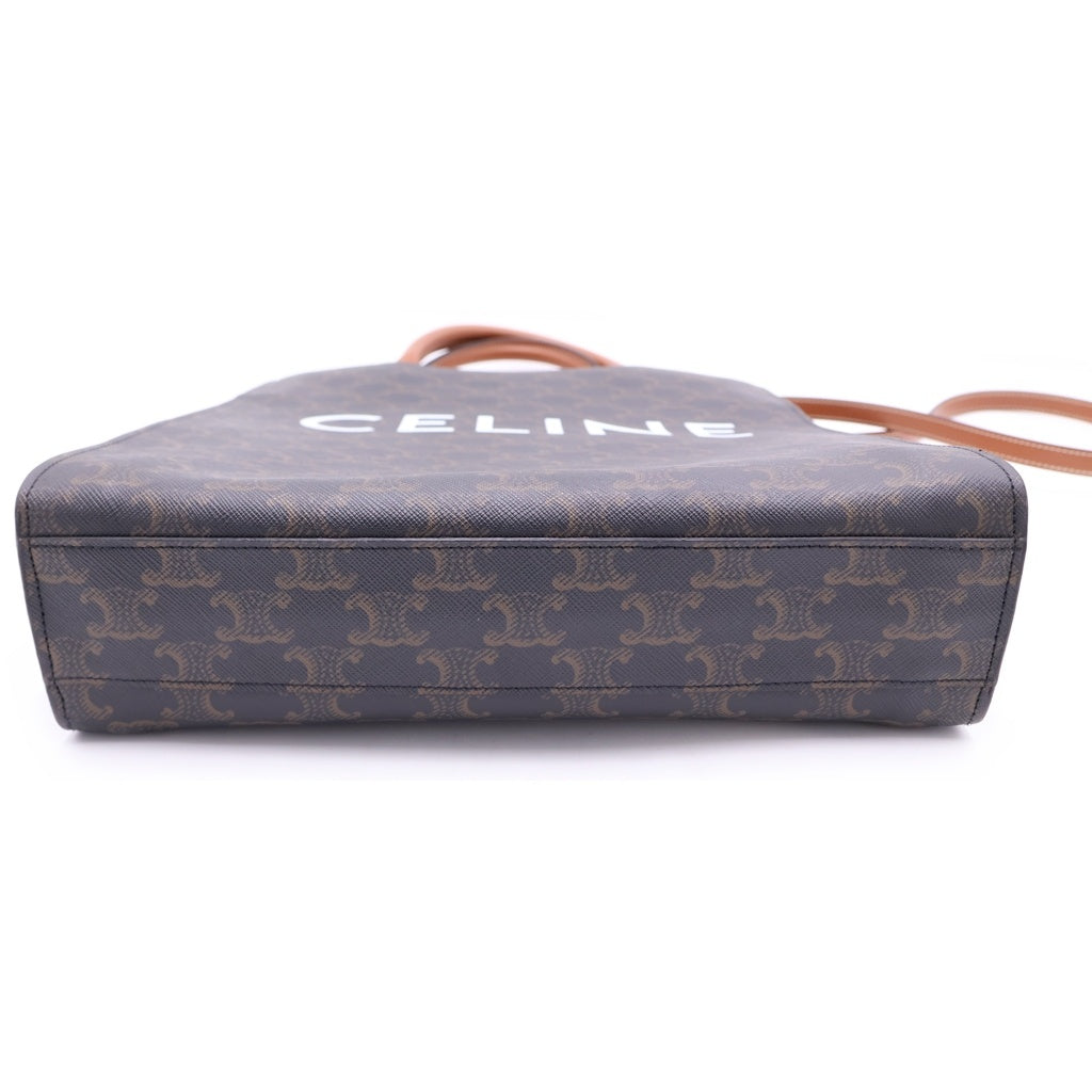CELINE(セリーヌ) トリオンフ バーティカル カバ 2WAYバッグ トートバッグ ハンドバッグ ショルダーバッグ ブラウン レザー×PVC ゴールド金具 レディース