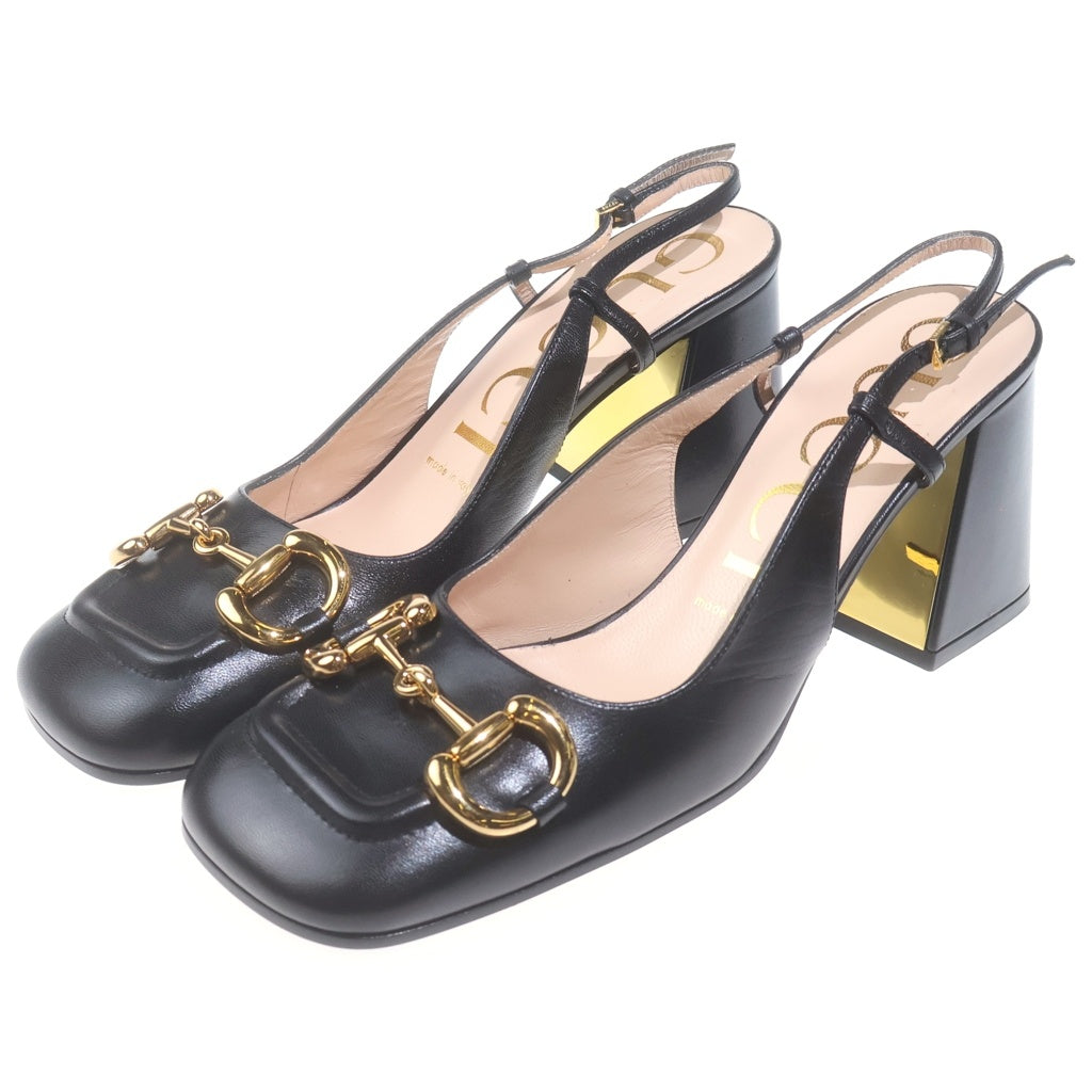 GUCCI(グッチ) ホースビット レザー パンプス シューズ ブラック レディース
