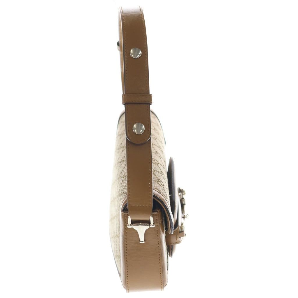 GUCCI(グッチ) GGキャンバス ホースビッド ビリーアイリッシュコラボ ワンショルダーバッグ ハンドバッグ ベージュ レザー×キャンバス 764155 シルバー金具 レディース