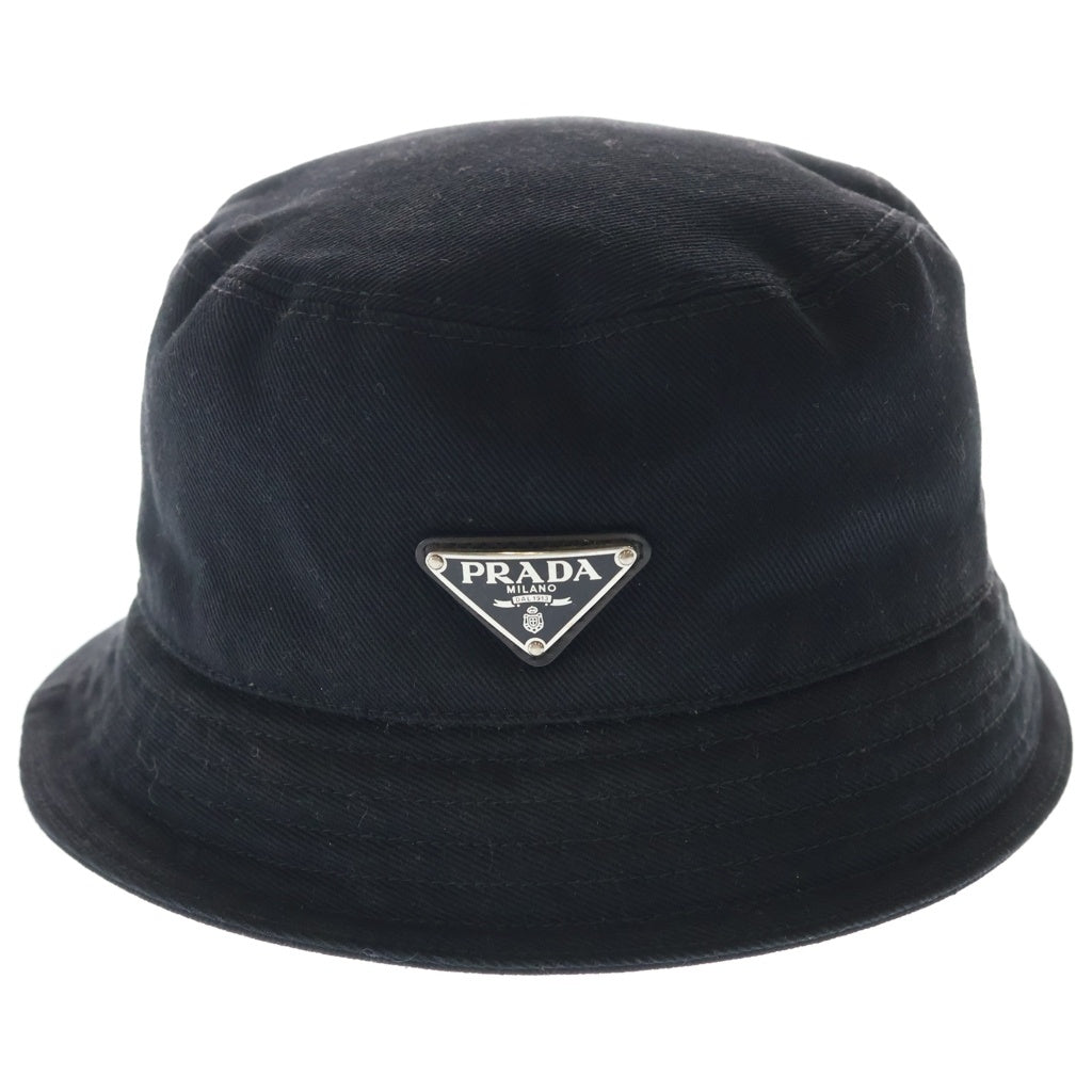 PRADA(プラダ) トライアングルロゴプレート バケットハット コットン ブラック 2HC137