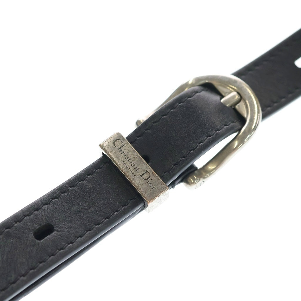 DIOR(ディオール) カナージュ コスモ ミディアム ショルダーバッグ ミニバッグ ブラック レザー シルバー金具 レディース