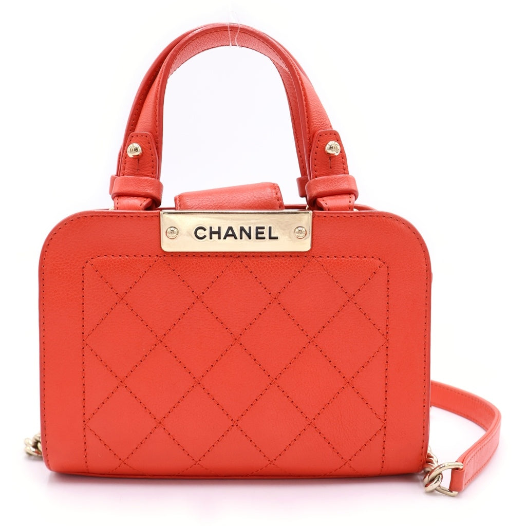 CHANEL(シャネル) マトラッセ カーフスキン ゴールド金具 ロゴプレート 2WAY チェーン ショルダーバッグ ハンドバッグ A93731 レッド レディース