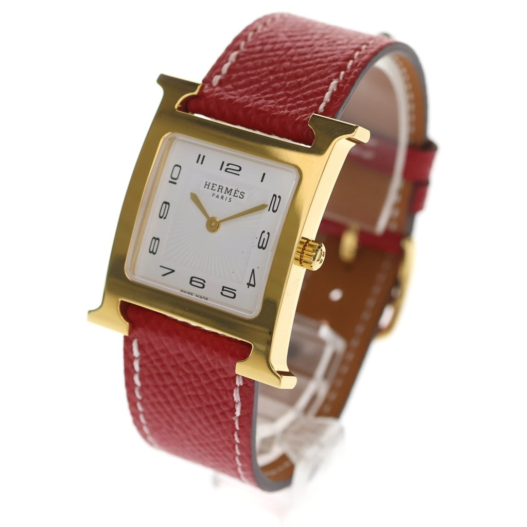 HERMES(エルメス) Hウォッチ MM GP/QZ クォーツ 電池式 腕時計 □O刻印 白文字盤 HH1.510 レディース