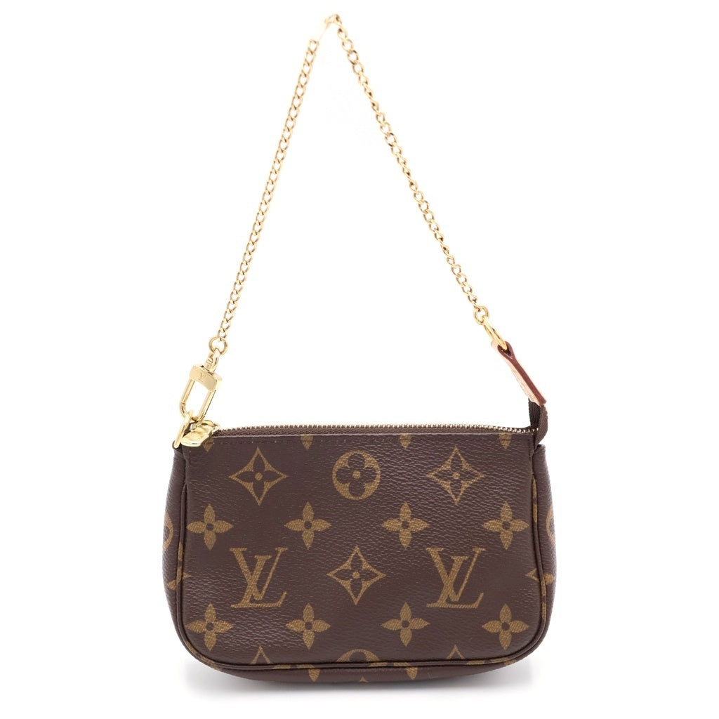 LOUIS VUITTON(ルイヴィトン) モノグラム ミニポシェット アクセソワール ミニハンドバッグ ポーチ ブラウン PVC M58009 ゴールド金具 レディース
