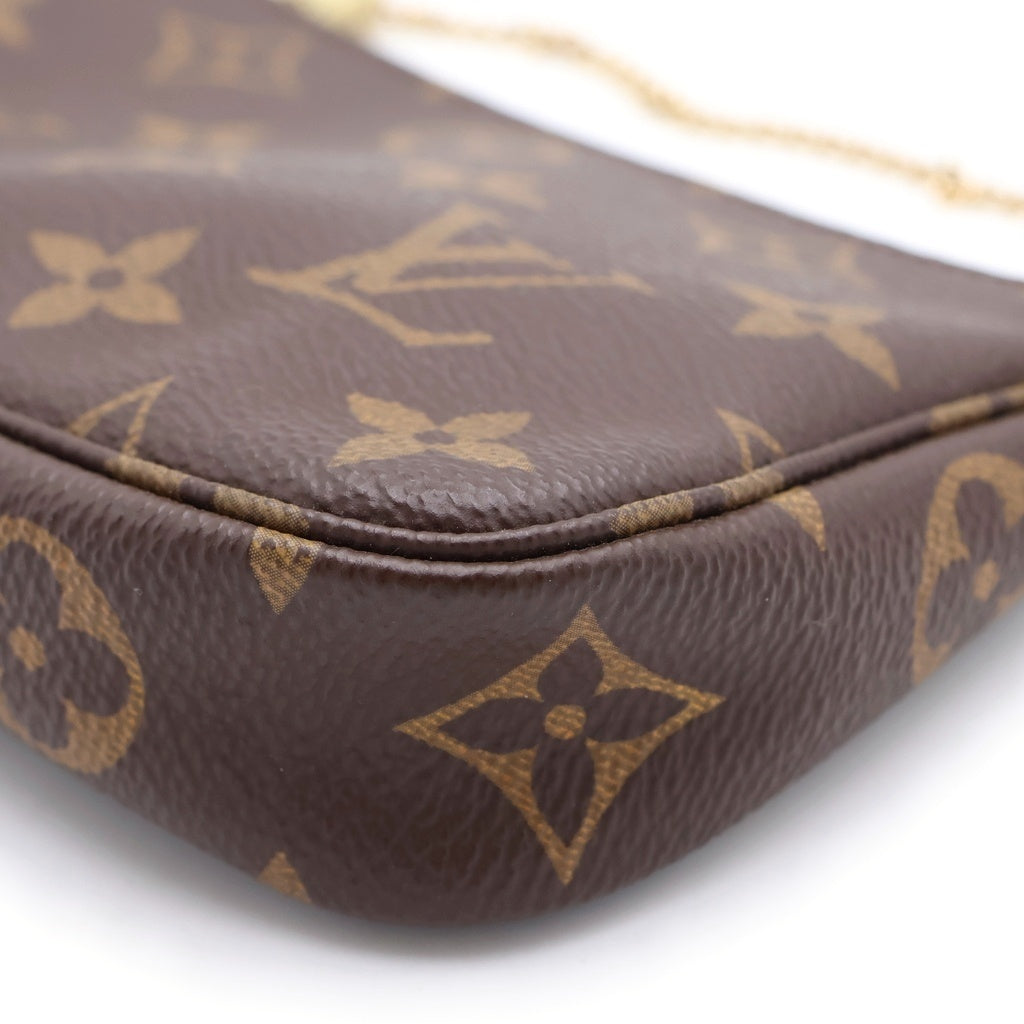 LOUIS VUITTON(ルイヴィトン) モノグラム ミニポシェット アクセソワール ミニハンドバッグ ポーチ ブラウン PVC M58009 ゴールド金具 レディース