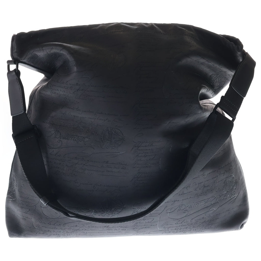 Berluti ベルルッティ パティーヌ スクリット カリグラフィ レザー ダッフルバッグ ミニマル ショルダーバッグ ブラック Berluti(ベルルッティ) パティーヌ スクリット カリグラフィ レザー