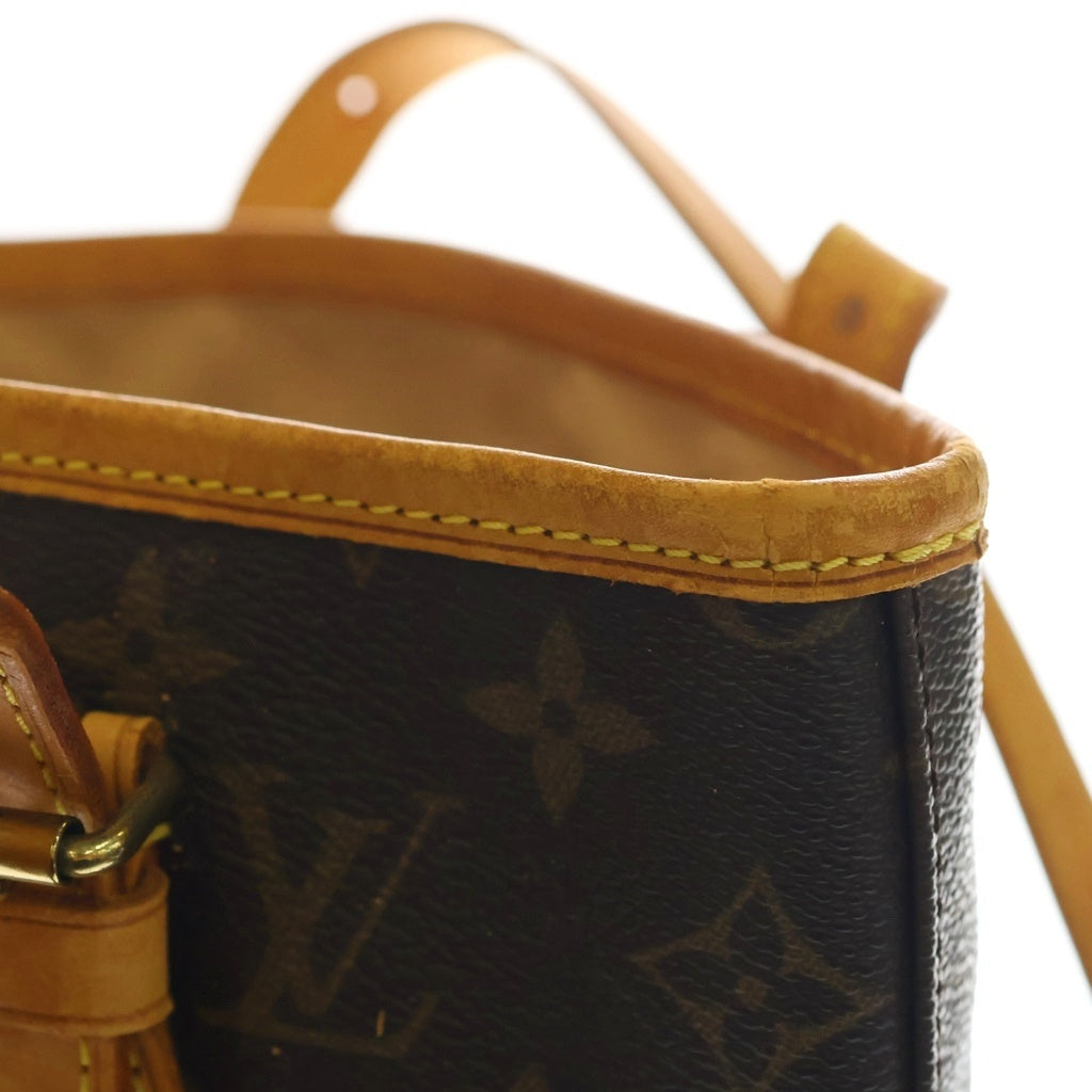 LOUIS VUITTON(ルイヴィトン) モノグラム バゲットPM ハンドバッグ ミニトートバッグ ブラウン レザー×PVC M42238 ゴールド金具 レディース