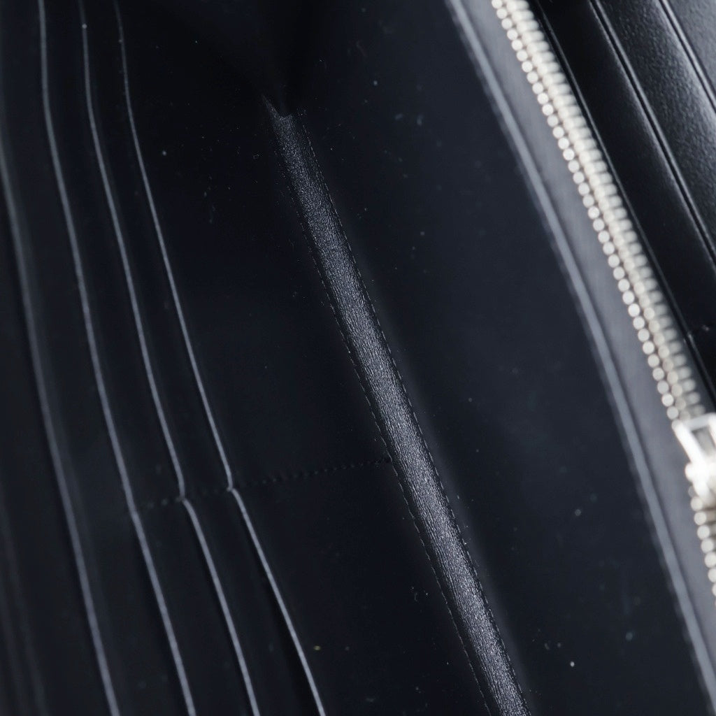 CELINE(セリーヌ) ラージ ラウンドファスナージップウォレット クロコ型押し 長財布 ブラック カーフスキン 10B553CUV.38SI