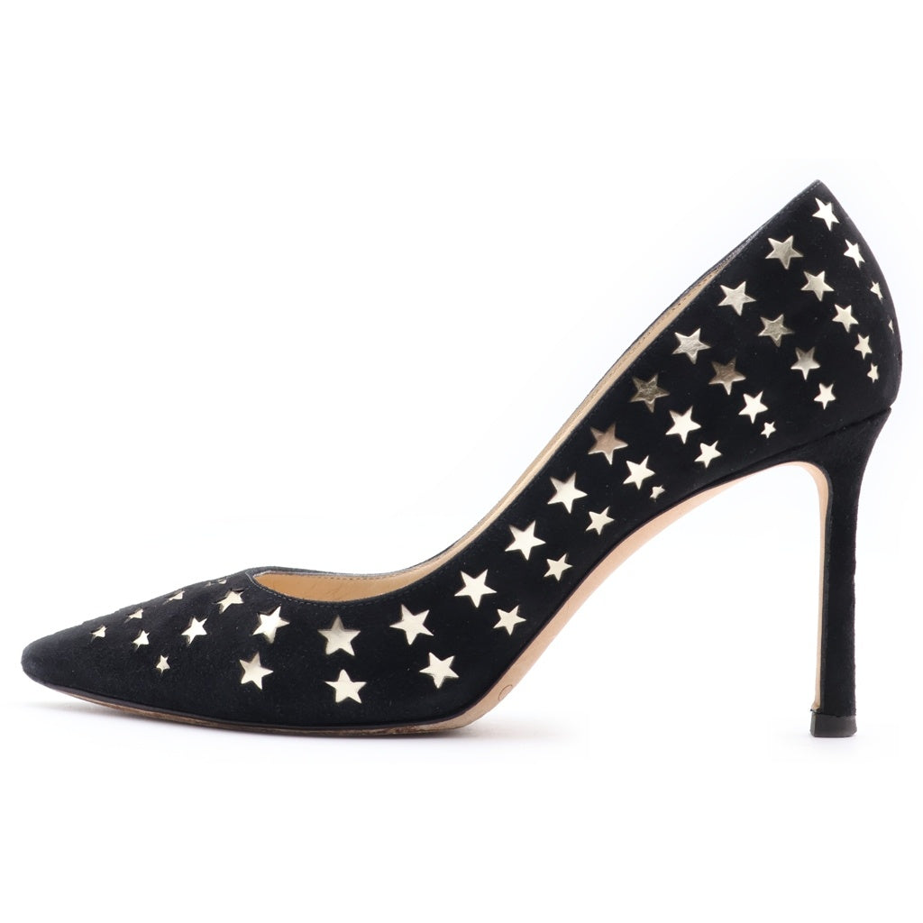 JIMMY CHOO(ジミーチュウ) スター スタッズ スエードレザー ヒール パンプス シューズ ブラック レディース