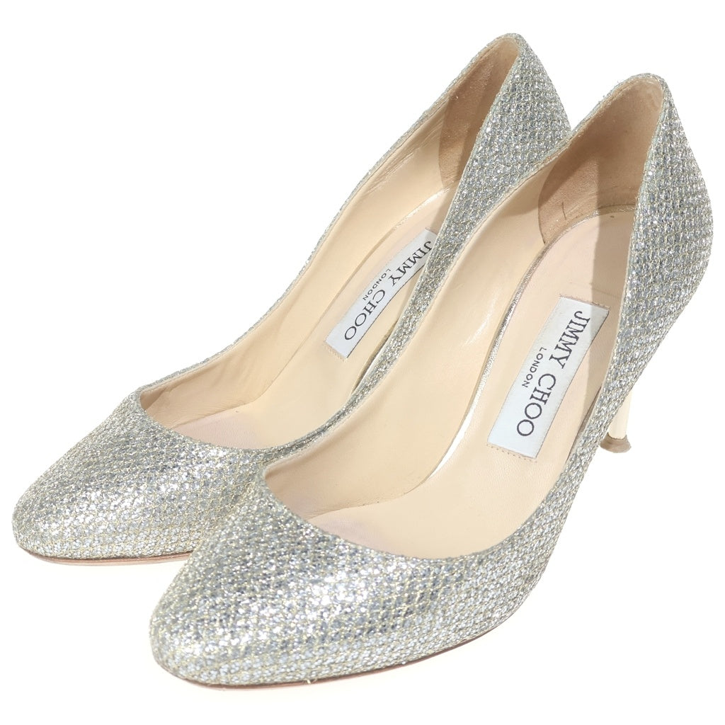 JIMMY CHOO(ジミーチュウ) ラメ グリッター ヒール パンプス シューズ ゴールド レディース