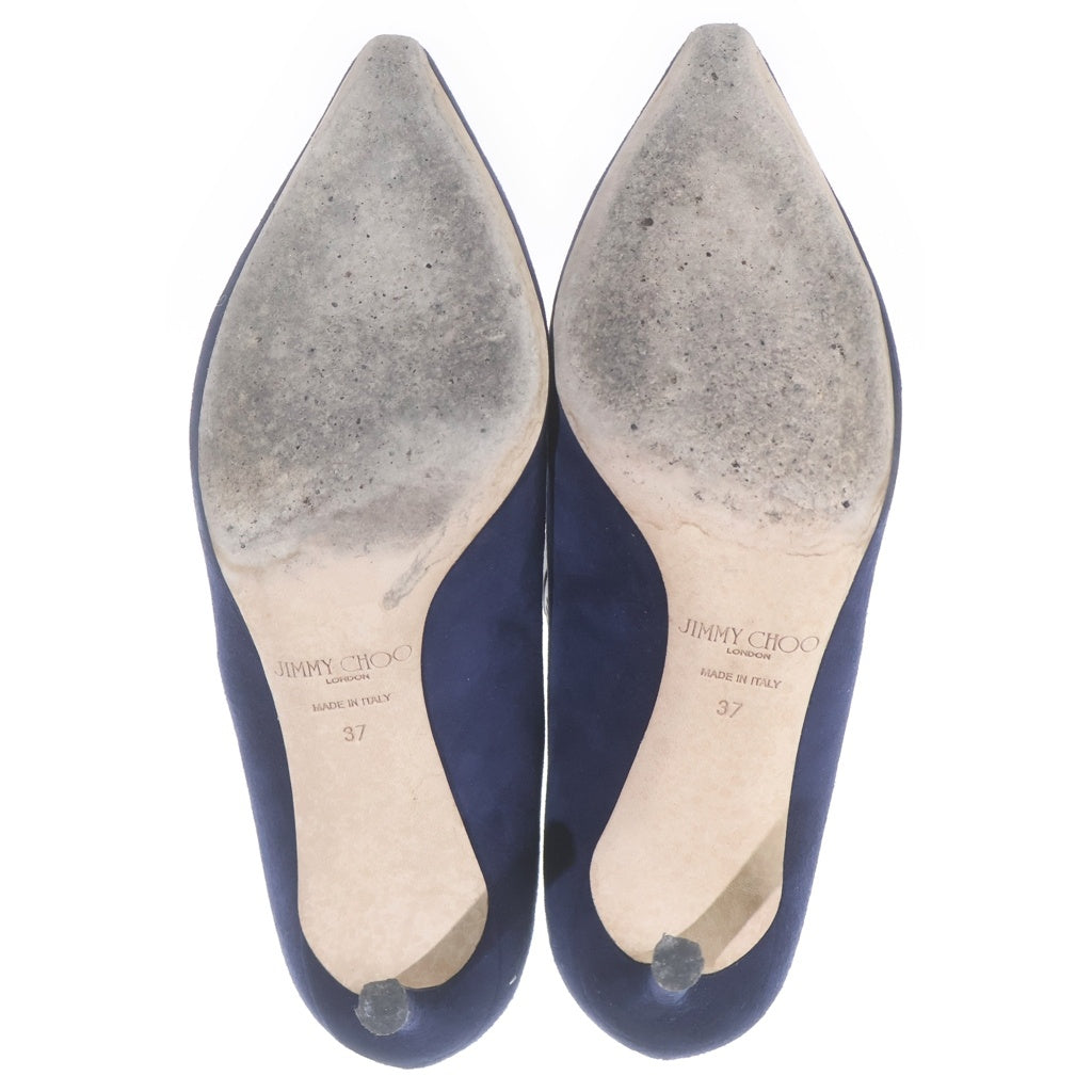 JIMMY CHOO(ジミーチュウ) スエードレザー ヒール パンプス シューズ ネイビー レディース