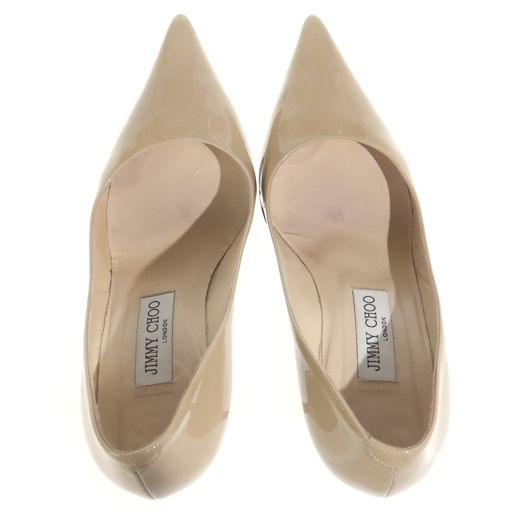 JIMMY CHOO(ジミーチュウ) パテントレザー ヒール パンプス シューズ ベージュ レディース