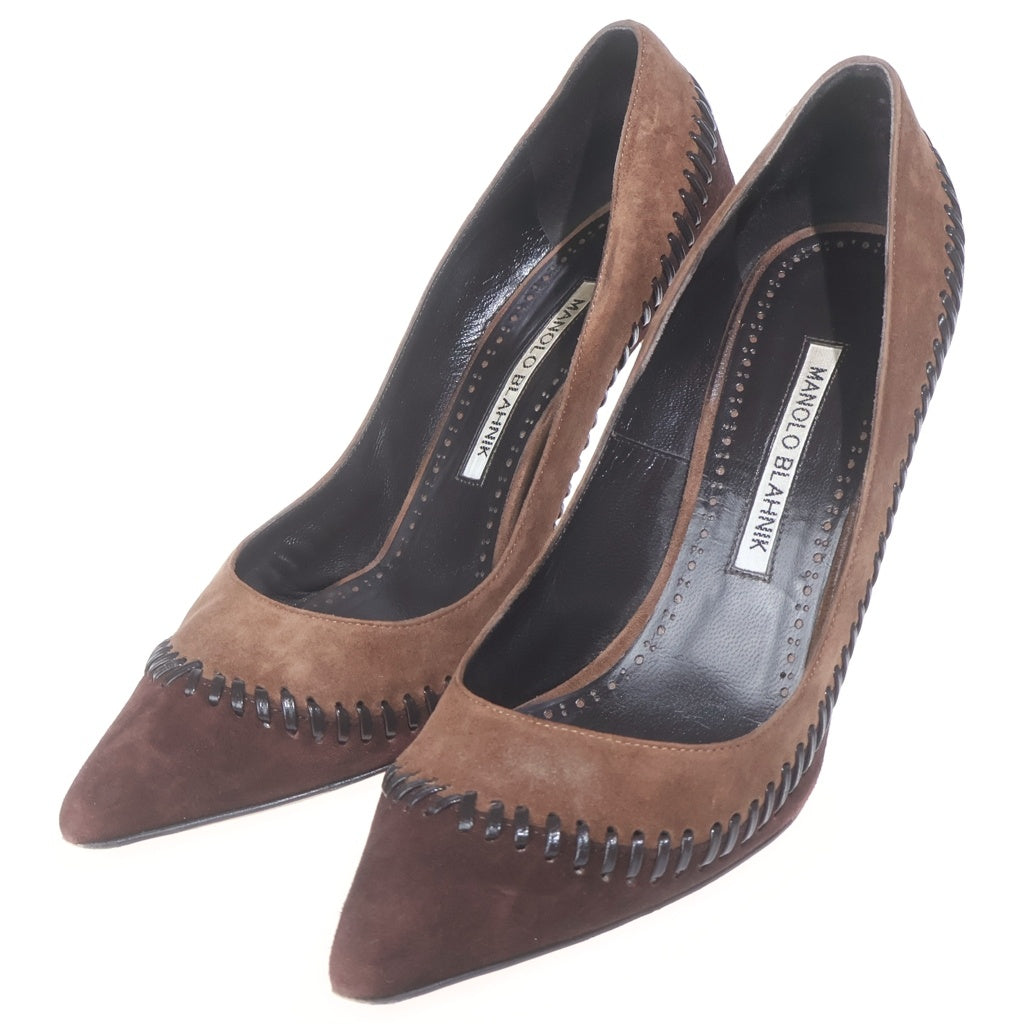 MANOLO BLAHNIK(マノロブラニク) ピンヒール レザー パンプス スエード ブラウン レディース