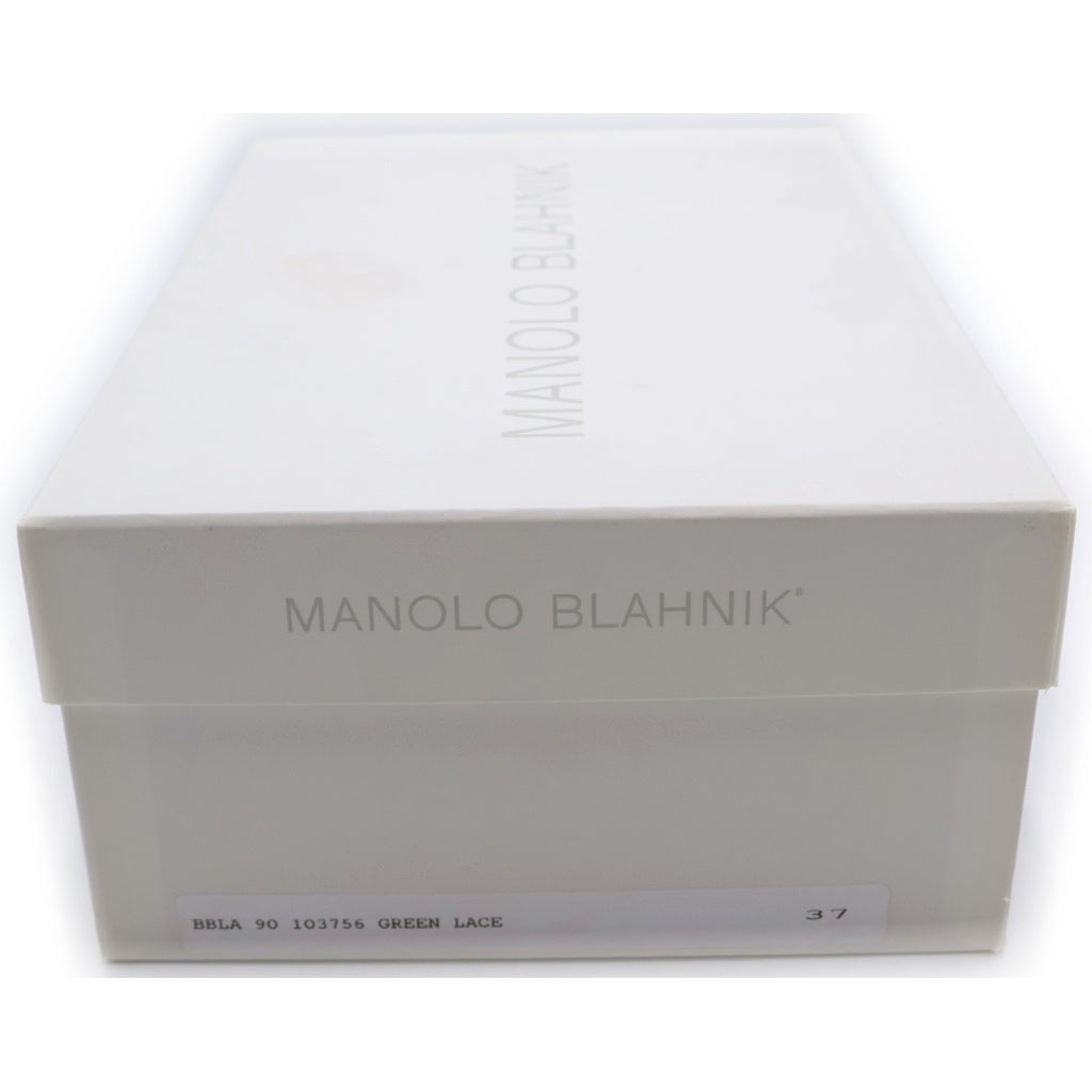 MANOLO BLAHNIK(マノロブラニク) レース切り替え ヒール パンプス シューズ カーキ レディース