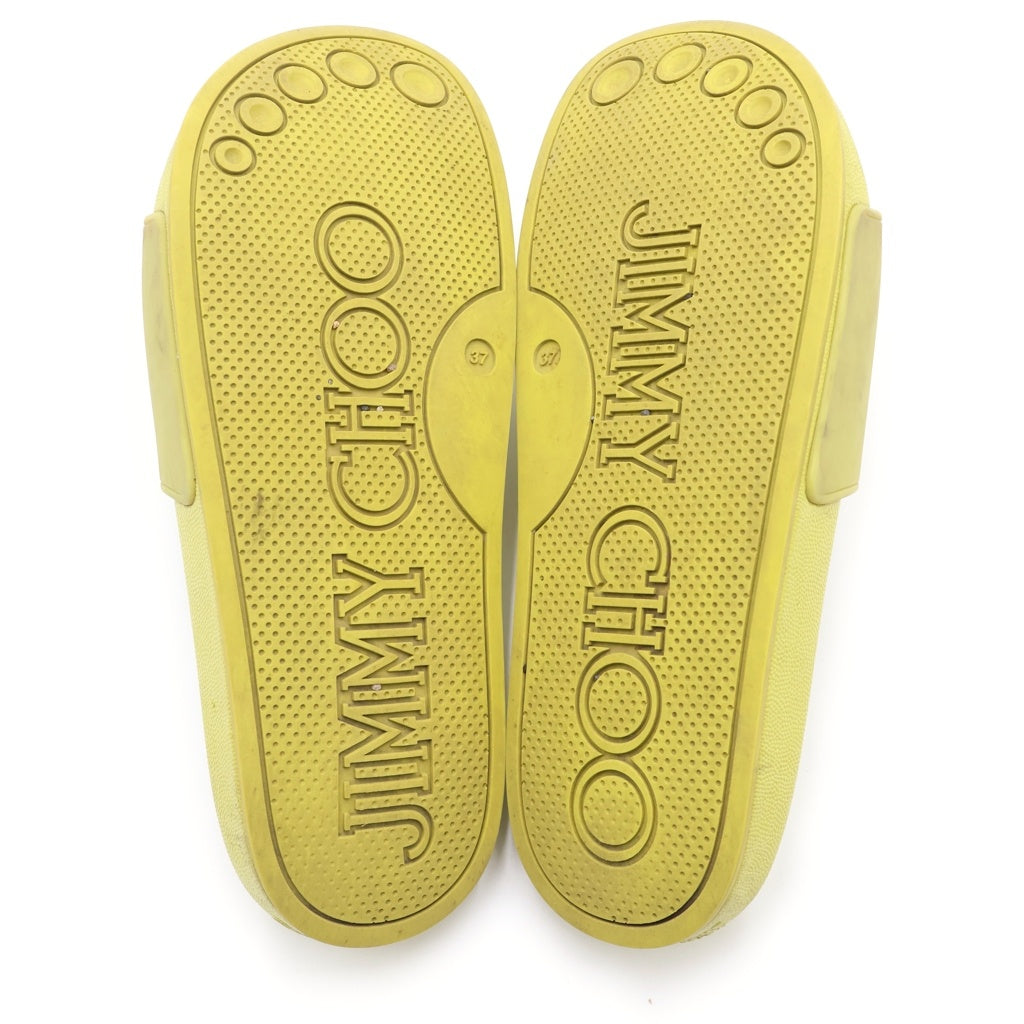 JIMMY CHOO(ジミーチュウ) JCロゴ ラバー フラット スライド サンダル シューズ ライム レディース