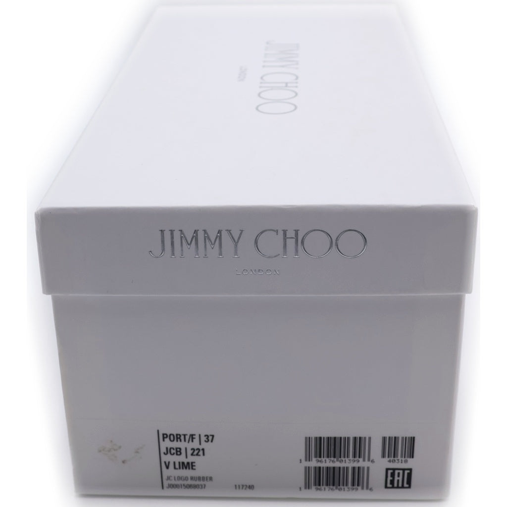 JIMMY CHOO(ジミーチュウ) JCロゴ ラバー フラット スライド サンダル シューズ ライム レディース
