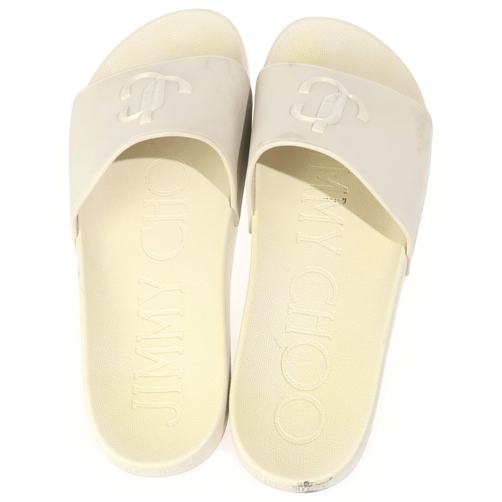 JIMMY CHOO(ジミーチュウ) PORT ポート ラバーサンダル ロゴ クリーム レディース
