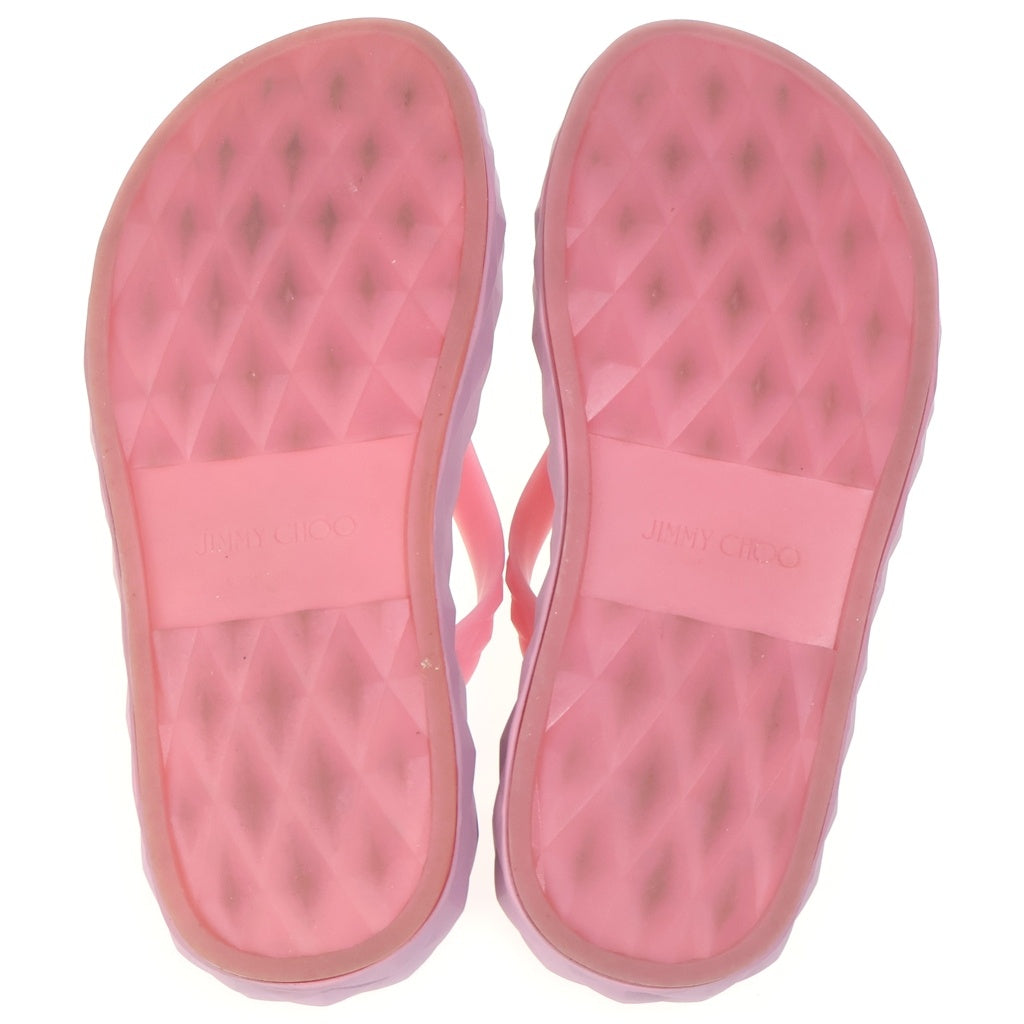 JIMMY CHOO(ジミーチュウ) DIAMOND FLIP FLOP ダイアモンド 厚底 ビーチサンダル ラバー ピンク レディース