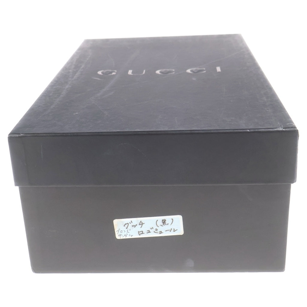 GUCCI(グッチ) GGキャンバス レザーヒールサンダル 切り替え ブラック レディース