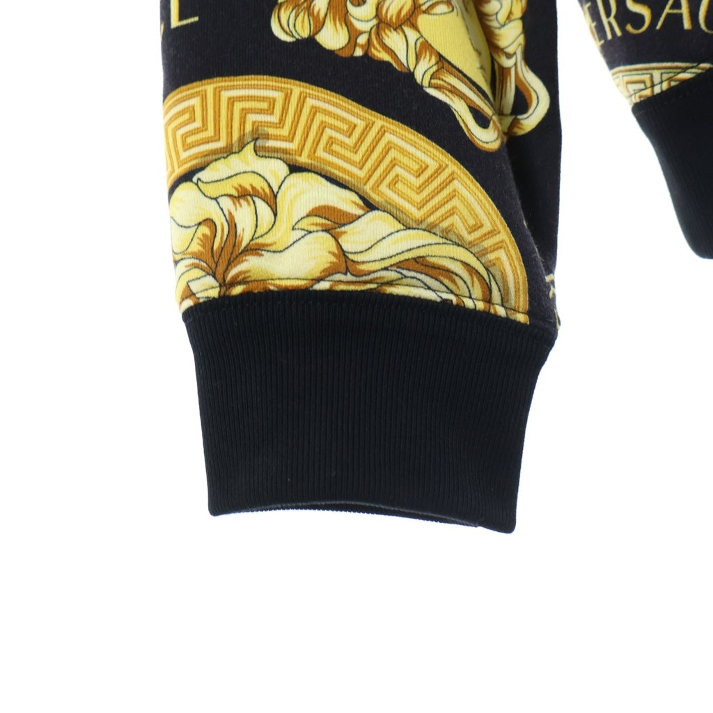 VERSACE(ヴェルサーチ) 総柄ジップパーカー フーディー ブラック×イエロー #XL A88742