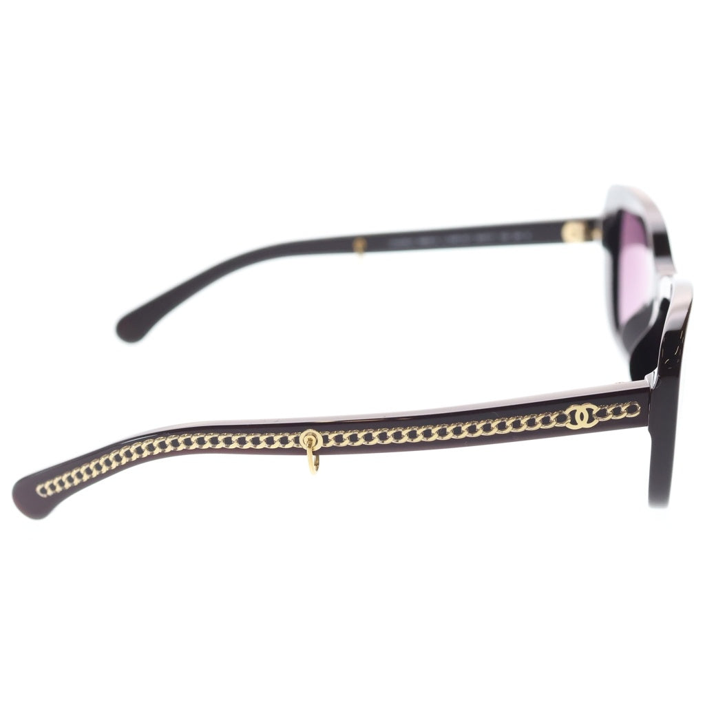 CHANEL(シャネル) ココマーク チェーン付き サングラス ワインレッド 54□17 5553-A ゴールド金具 レディース