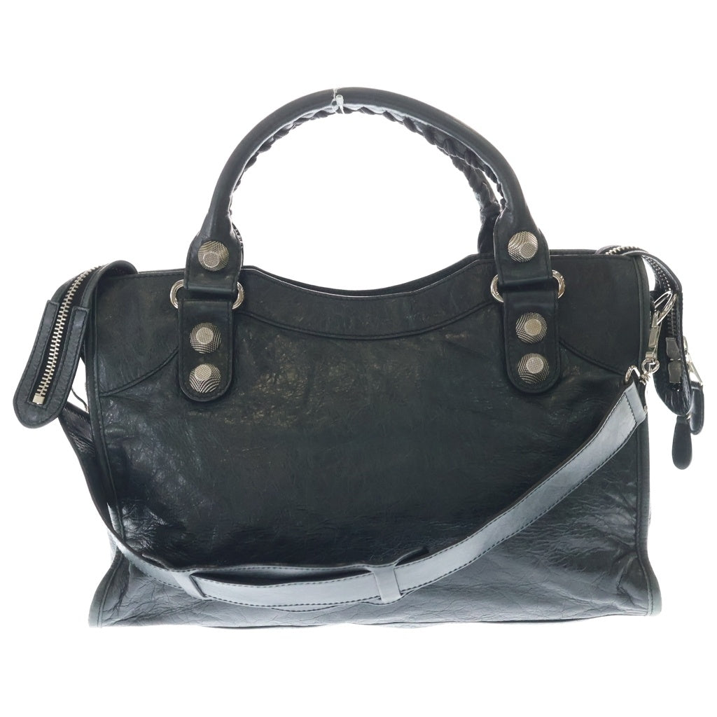 BALENCIAGA(バレンシアガ) ジャイアントシティ レザー シルバー金具 2WAY ハンドバッグ ショルダーバッグ ブラック 173084