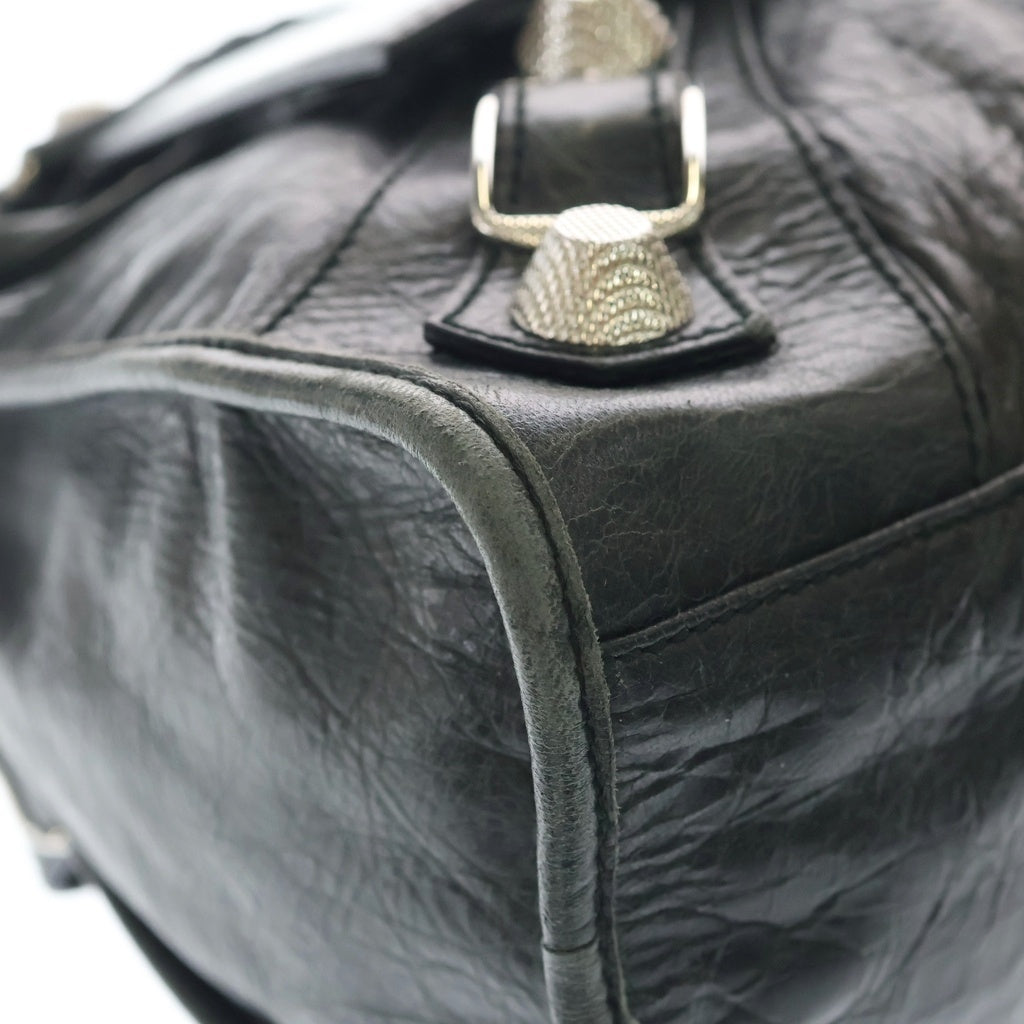 BALENCIAGA(バレンシアガ) ジャイアントシティ レザー シルバー金具 2WAY ハンドバッグ ショルダーバッグ ブラック 173084