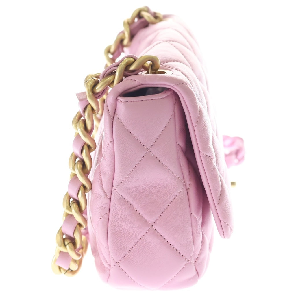 CHANEL(シャネル) マトラッセ ラムスキン レザー チェーン ショルダーバッグ ゴールド金具 ピンク AS3206 プレート レディース