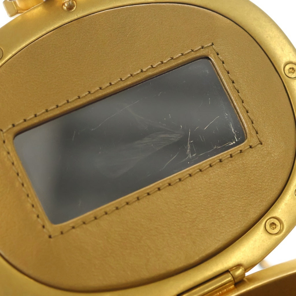 CHANEL(シャネル) クラウン ボックス バニティ ラムスキン レザー チェーン ショルダーバッグ ゴールド金具 ブラック AS2640 プレート レディース