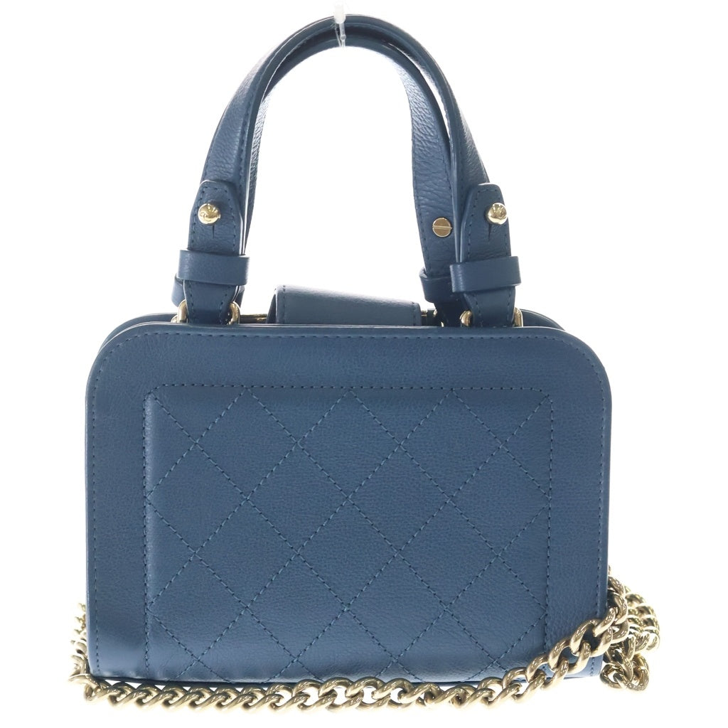 CHANEL(シャネル) マトラッセ ロゴプレート カーフスキン レザー 2WAY ハンド チェーンショルダーバッグ ゴールド金具 ブルー 23番台 A93731 レディース
