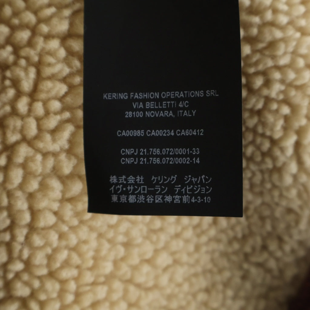 SAINT LAURENT PARIS(サンローランパリ) バッファローチェック デニム ジャケット 裏地ボア コットン ブラック/レッド 624690