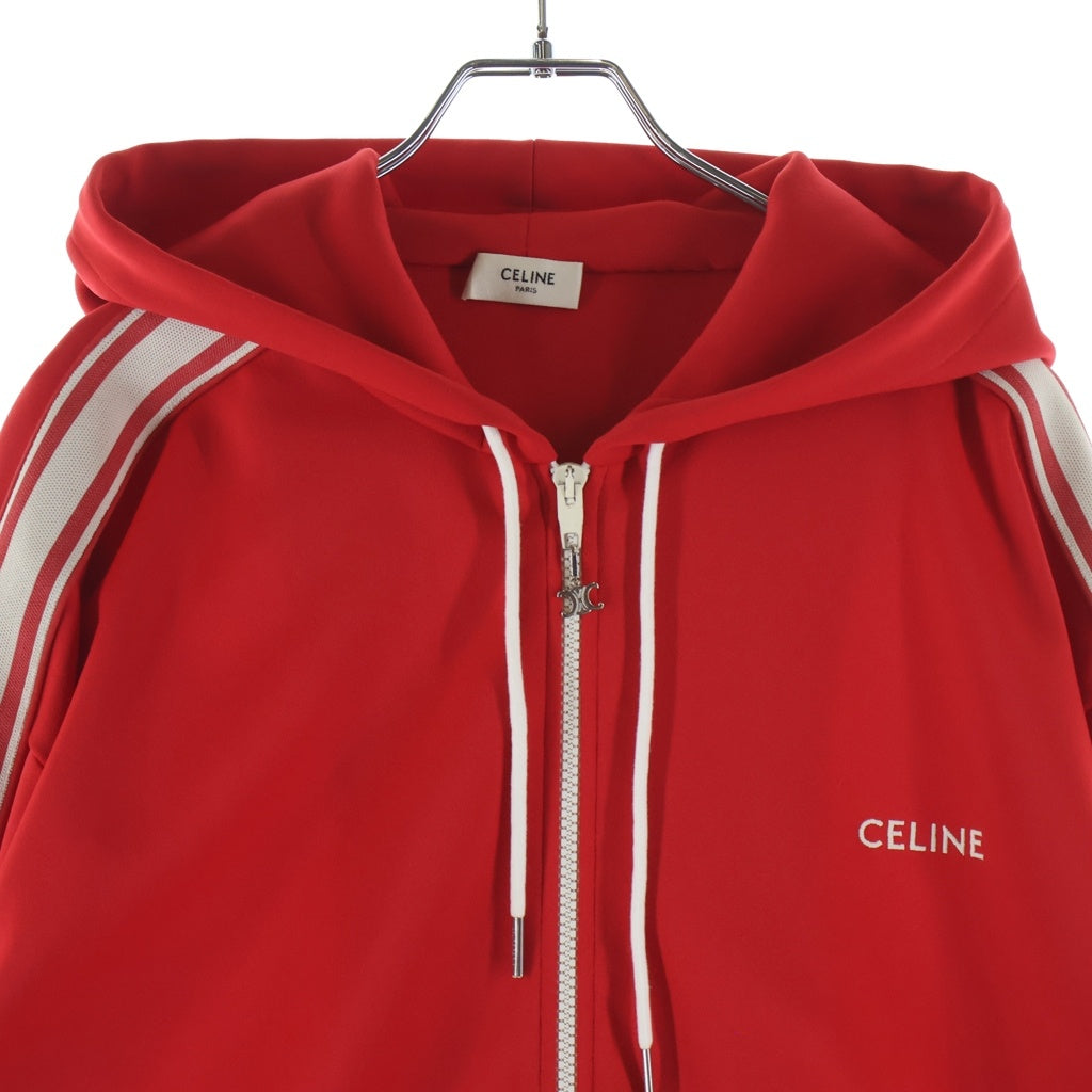CELINE(セリーヌ) トリオンフ ロゴ ダブルフェイスジャージ フーディー パーカー レッド 2Y58B1210