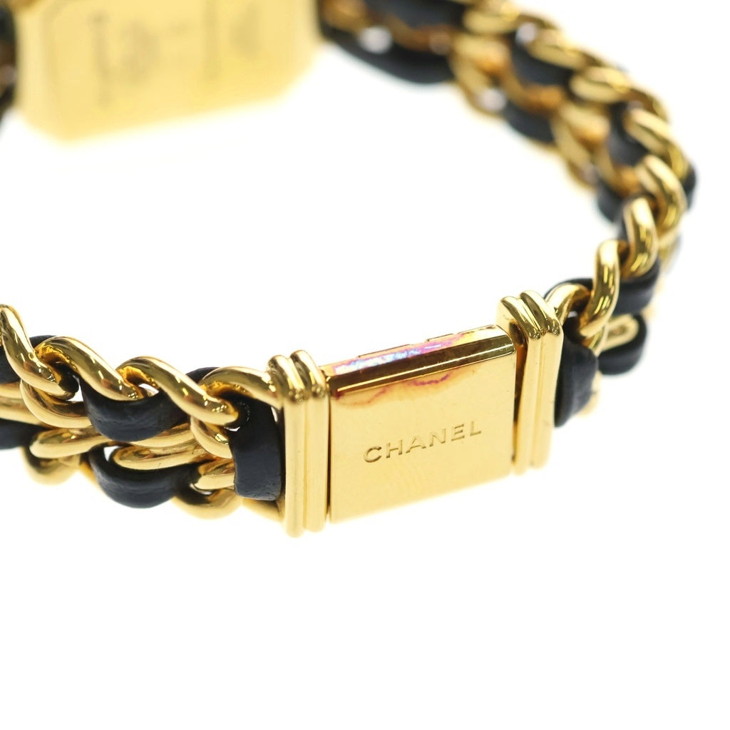 CHANEL(シャネル) プルミエール 腕時計 黒文字盤 クォーツ レザー GP ゴールド/ブラック H0001 レディース
