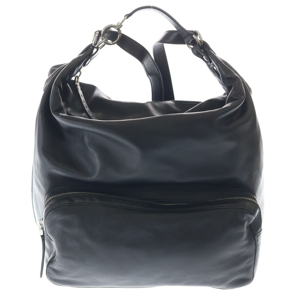 MARNI(マルニ) レザー 2WAY ショルダー バッグ リュックサック バックパック シルバー金具 ブラック レディース