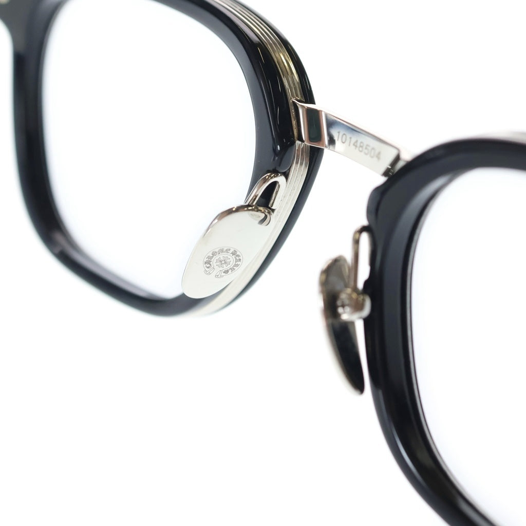 CHROME HEARTS(クロムハーツ) クロムハーツ メガネ プラスチック 52□21-152 ブラック×シルバー ブルーレンズ DUCK BUTTER レディース