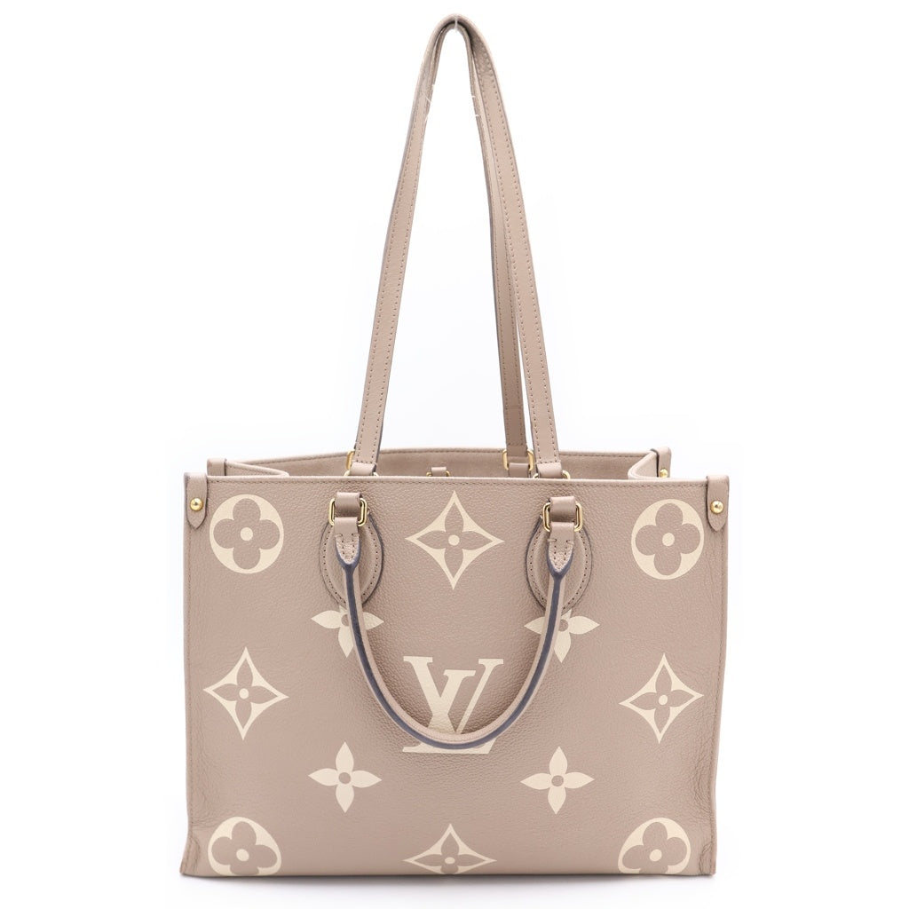 LOUIS VUITTON(ルイヴィトン) アンプラント オンザゴーMM ハンドバッグ ベージュ レザー M45494 ゴールド金具 レディース